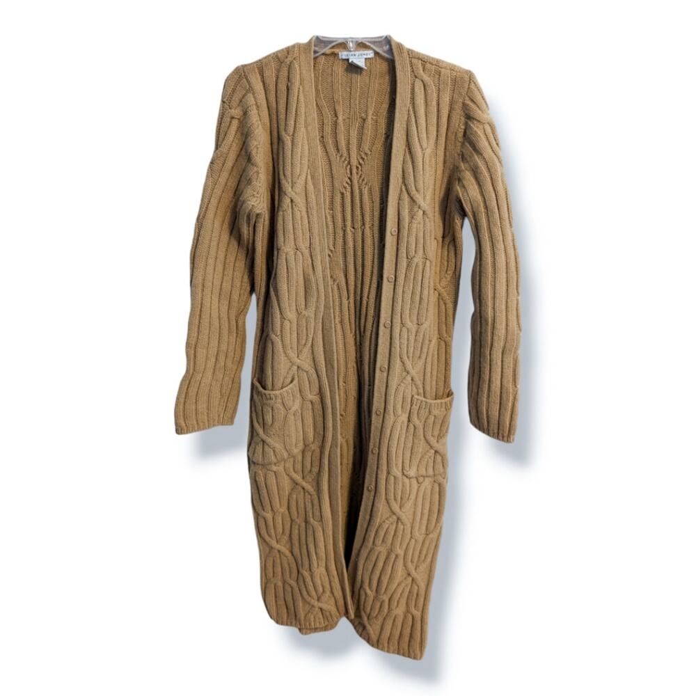 Jillian Jones 100% Lambswool Cable Knit Longline Cardigan Size M